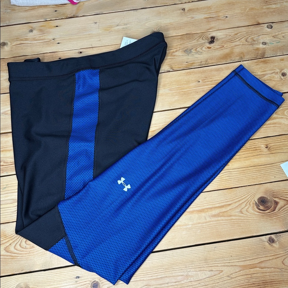 Under Armour Compression Heatgear Women’s Leggings Sz L Black and Blue - Picture 7 of 7